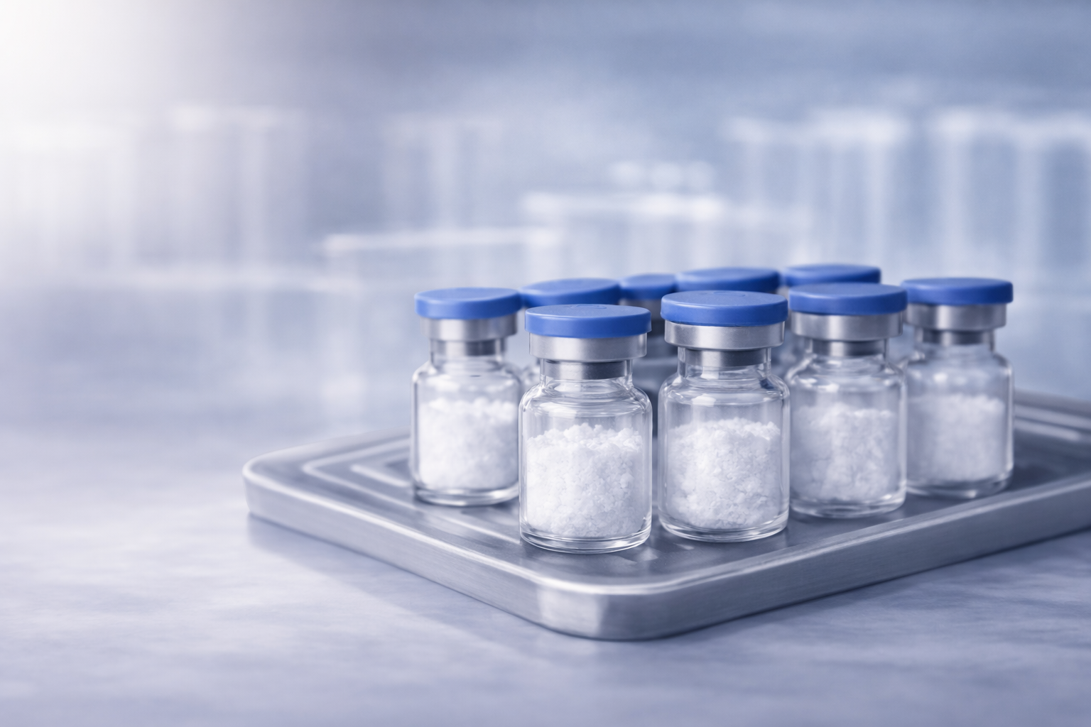 glass vials with lyophilized powder