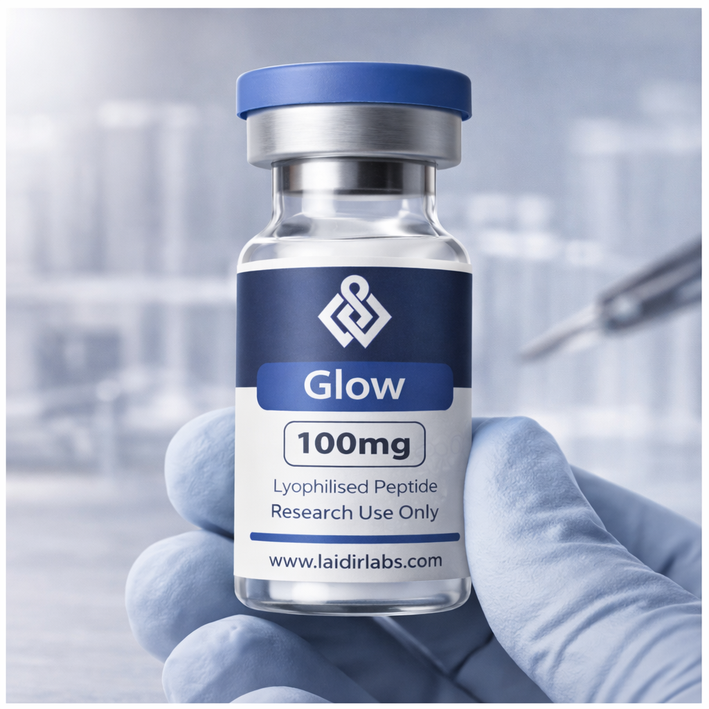 lyophilised peptide vial close up